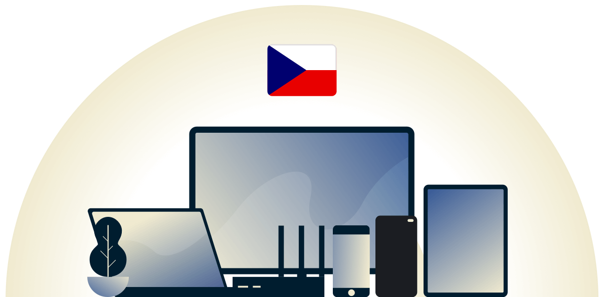 VPN per Repubblica Ceca che protegge una varietà di dispositivi.